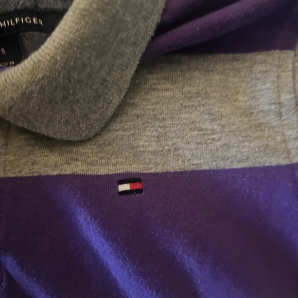 Kids Striped Polo Shirt - Purple and Gray - Picture 3 of 4